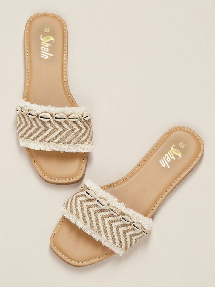 Slip On Raffia Flat Sandals | SHEIN