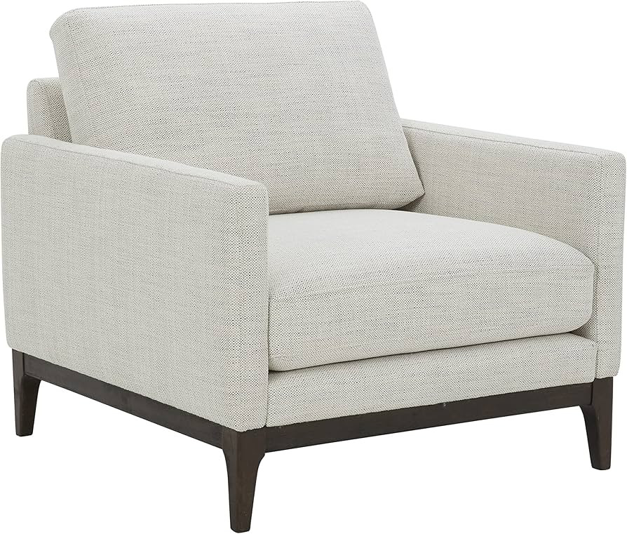 Amazon Brand – Rivet Contemporary Living Room Accent Chair with Wood Base, 34.6"W, Ivory | Amazon (US)