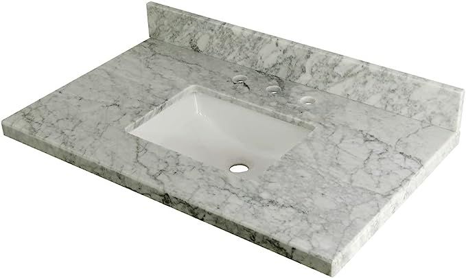 Kingston Brass KVPB3622M38SQ Templeton Vanity Sink Top, 36" x 22", Carrara Marble | Amazon (US)