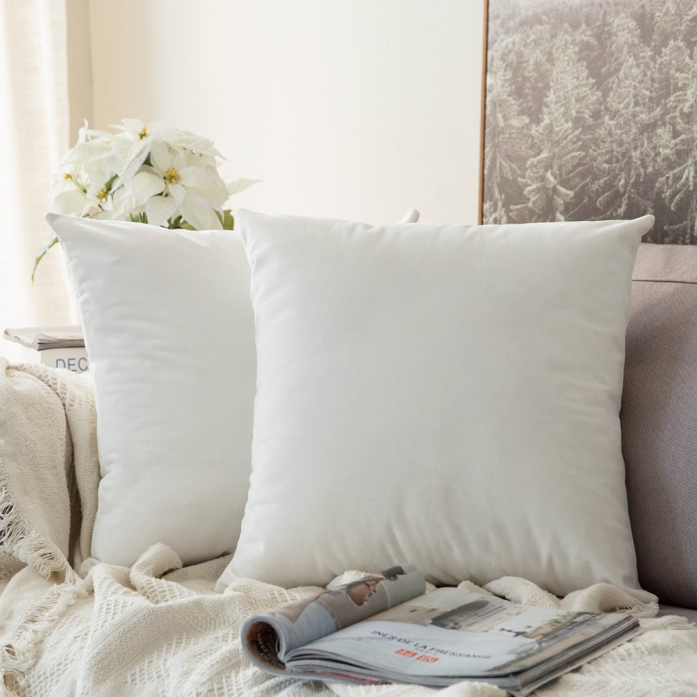 MIULEE Pack of 2 Velvet Pillow Covers Decorative Square Pillowcase Soft Solid Pure White Cushion Cas | Amazon (US)
