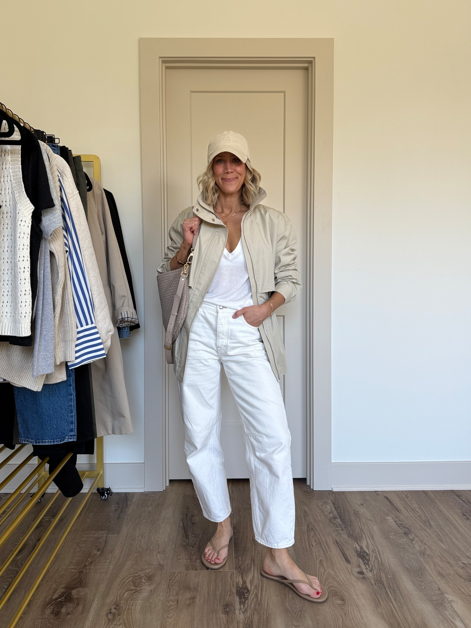 Wearing 24 jeans (run big), small sweater, XS jacket, sandals tts 

#LTKgrwm #LTKOver40 #LTKootd