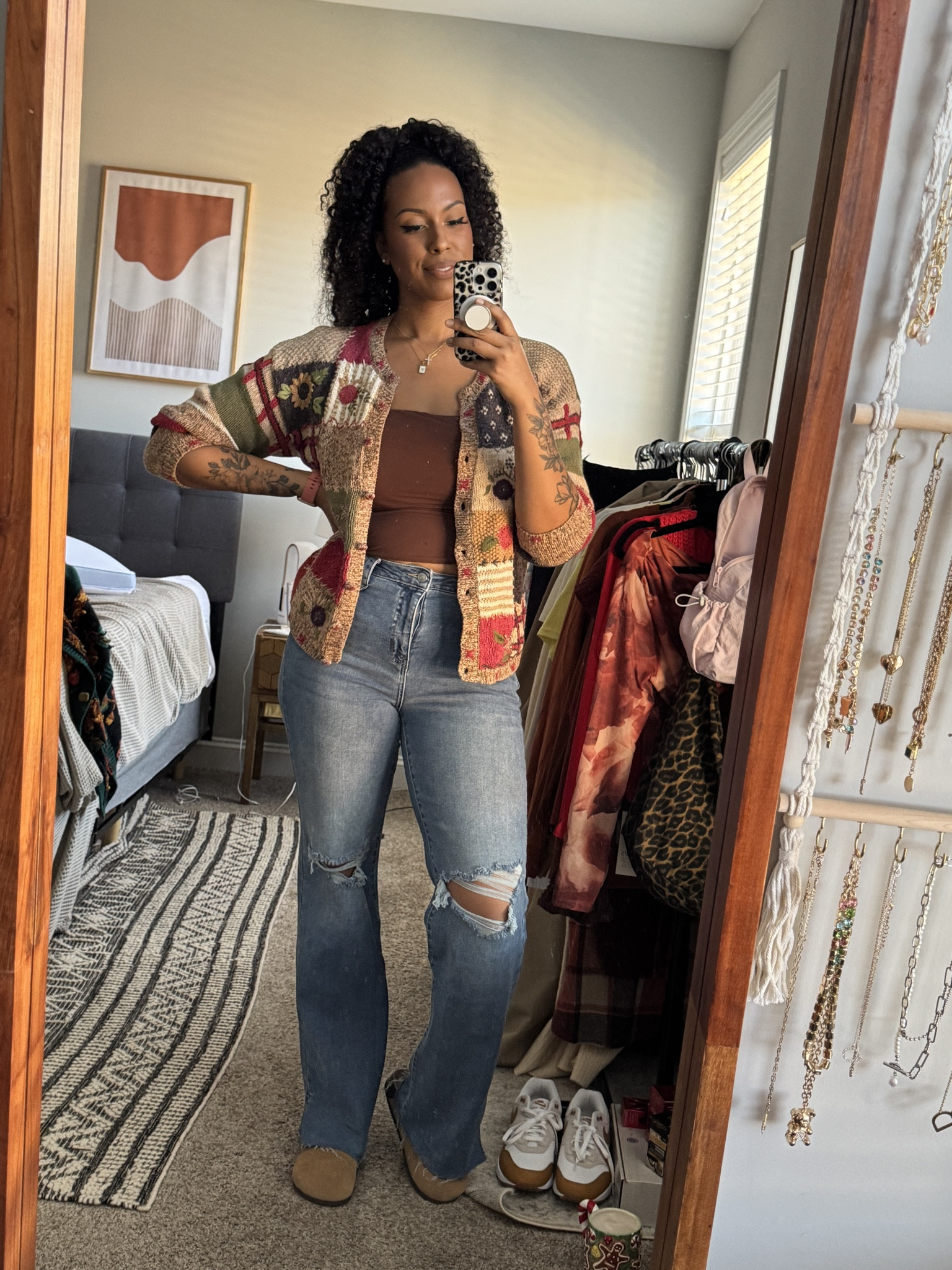 Fall Outfit featuring on of my vintage cardigans 🤎