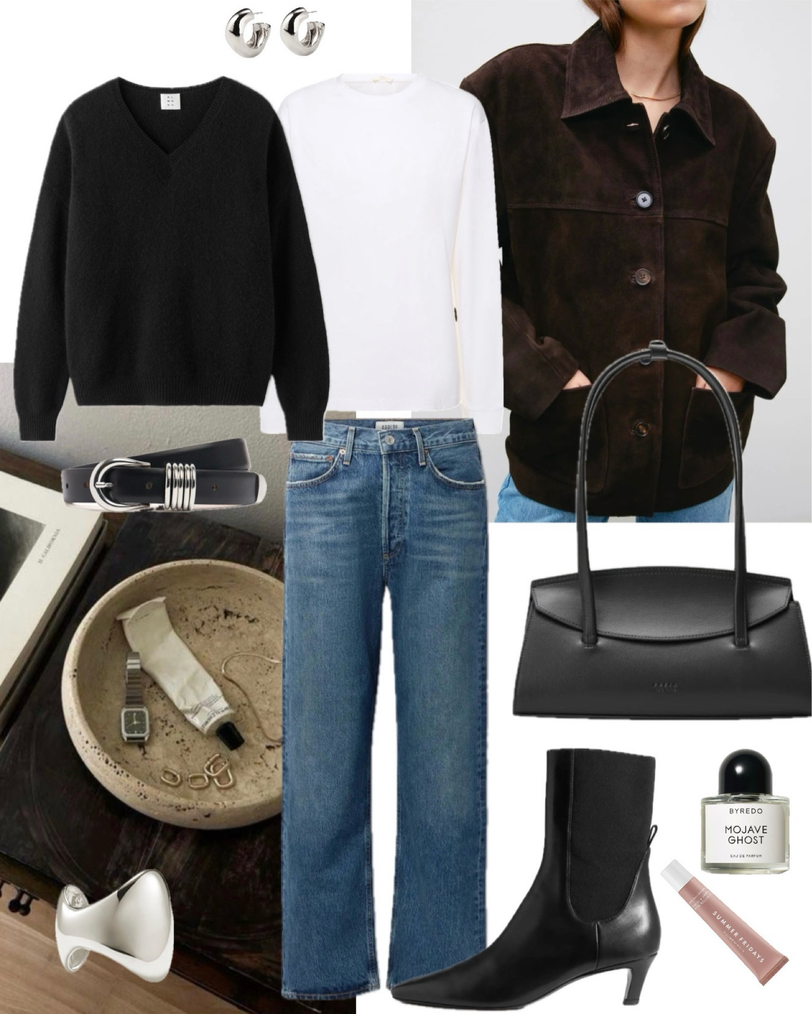 Chic but cosy outfit inspiration 

Brown suede blazer, brown suede jacket, black v-neck jumper, midwash blue jeans, black ankle boots, white long sleeve tshirt, silver jewellery, Byredo perfume, women fashion, style inspiration 


#LTKeurope #LTKwinter #LTKstyletip