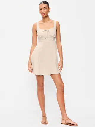 Fit & Flare Linen Mini Dress | Old Navy (CA)