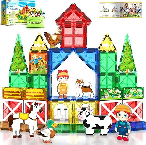 Magnetic Tiles Farm Animals Set, Immersive Storytelling Building Blocks for Toddlers 3-5, 3D Farm... | Amazon (US)