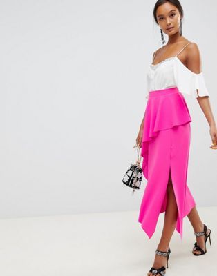ASOS DESIGN midi skirt with asymmetric hem | ASOS (Global)