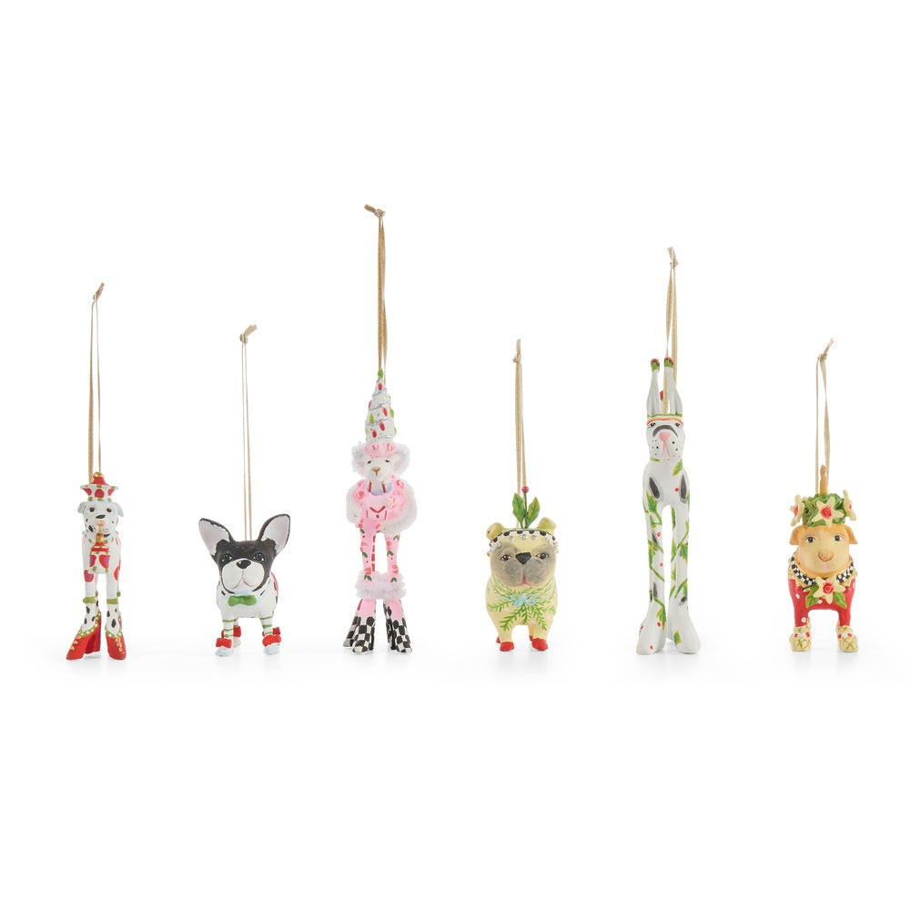 Patience Brewster Mini Dog Ornaments, Set of 6 | MacKenzie-Childs