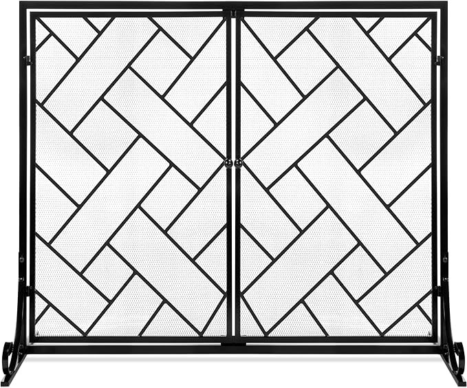 Best Choice Products 44x33in 2-Panel Handcrafted Wrought Iron Decorative Mesh Geometric Fireplace... | Amazon (US)