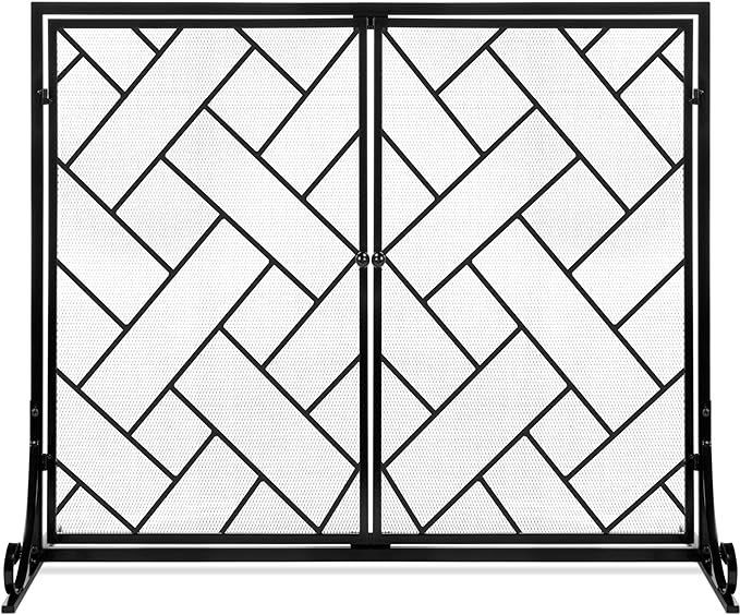 Best Choice Products 44x33in 2-Panel Handcrafted Wrought Iron Decorative Mesh Geometric Fireplace... | Amazon (US)