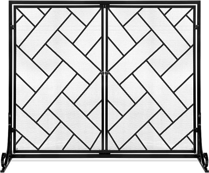 Best Choice Products 44x33in 2-Panel Handcrafted Wrought Iron Decorative Mesh Geometric Fireplace... | Amazon (US)