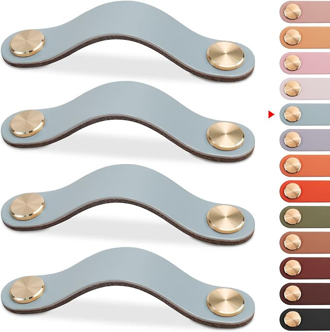 4 Pack Leather Drawer Pulls Green Cabinet Handles 6.3 inch Dresser Knobs Cabinet Door Handle, Lea... | Amazon (US)