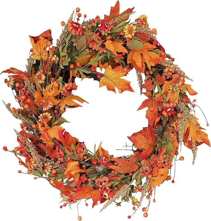 The Wreath Depot Bainbridge Fall Door Wreath 22 Inch, Beautiful White Storage Gift Box | Amazon (US)