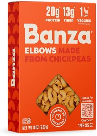 Banza Elbows Pasta from Chickpeas - Gluten Free, High Protein, and Lower Carb Protein Elbows Chic... | Amazon (US)