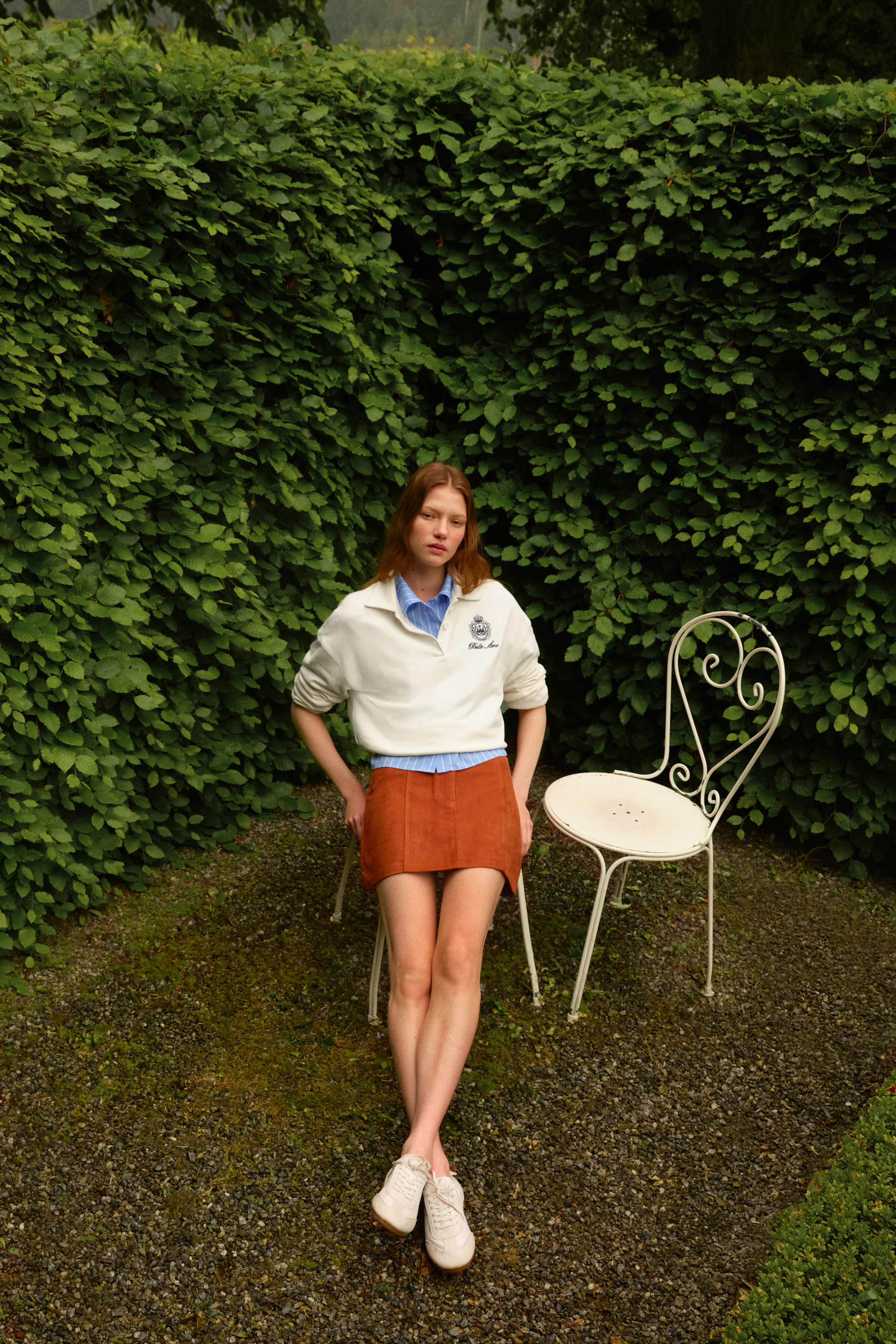 Loose-Fit Polo Shirt - White/Belle Âme - Ladies | H&M US | H&M (US + CA)