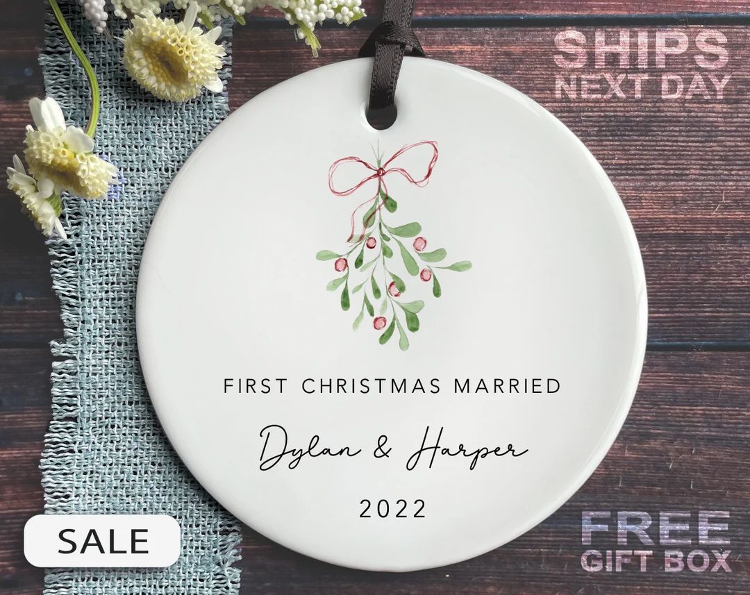 Personalized Marriage Mistletoe Ornament - First Christmas Married Ornament 2022 | Etsy (US)