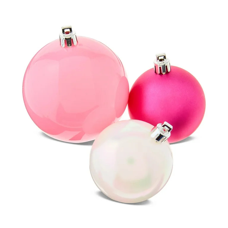 Pink Shatterproof Christmas Ball Ornaments, 9.5 in, 75 Count, by Holiday Time | Walmart (US)