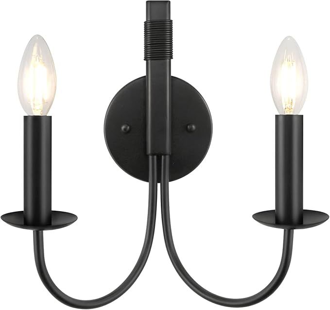 WBinDX Candle Wall Sconces, Matte Black Wall Sconce Farmhouse Wall Light Fixtures, Modern Industr... | Amazon (US)