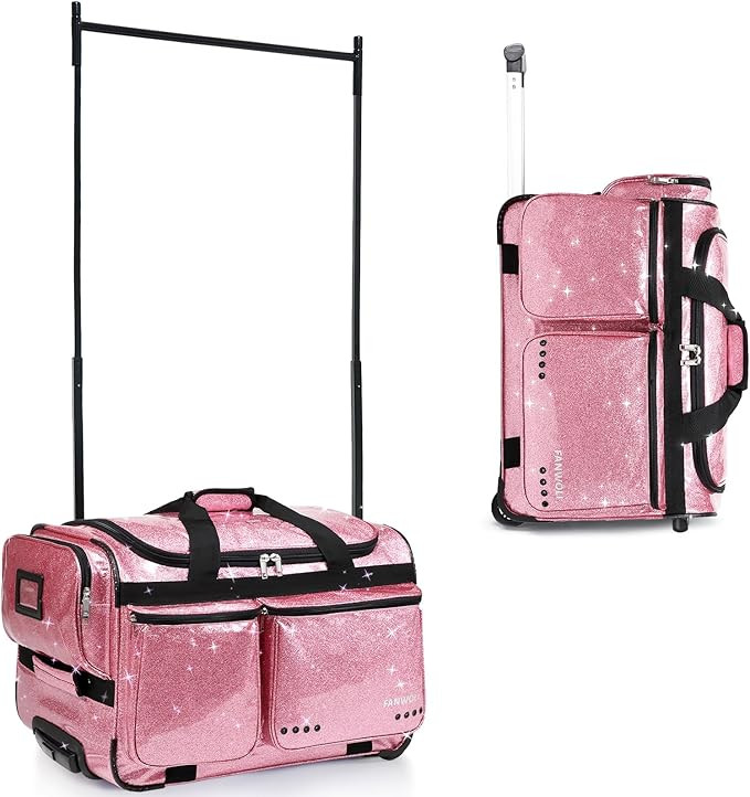 Fanwoli 23" Dance Bag with Garment Rack | Glittering Waterproof Fabric & Upgraded Stable System |... | Amazon (US)