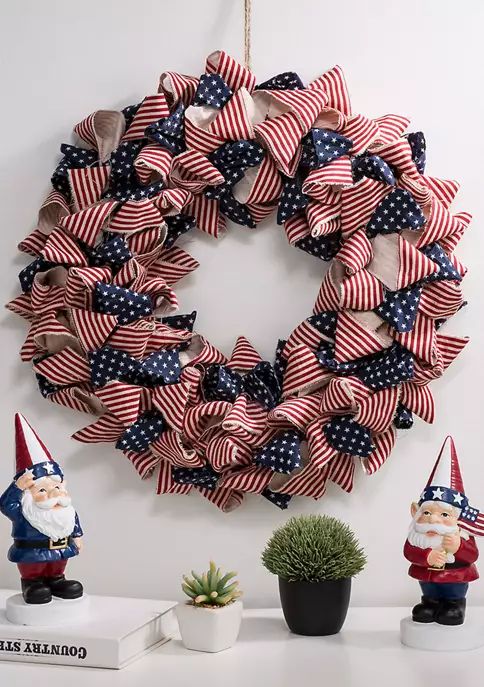 Patriotic Stripes and Stars Wreath | Belk
