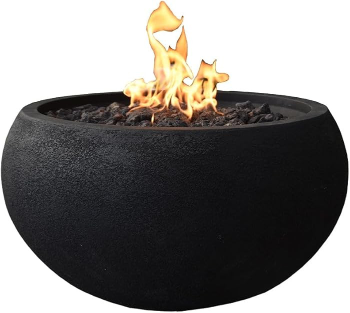 York Fire Table Outdoor Fire Pit 27" x 27" Cast Concrete Firepit Includes Lava Rocks 45,000 BTUs ... | Amazon (US)