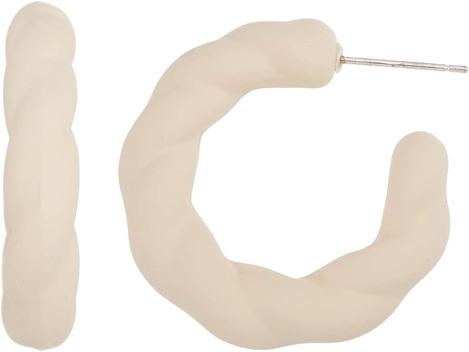 Twisted Rope Round Hoop Earrings, Lightweight C Shape Candy Earrings for Women Girls | Amazon (US)