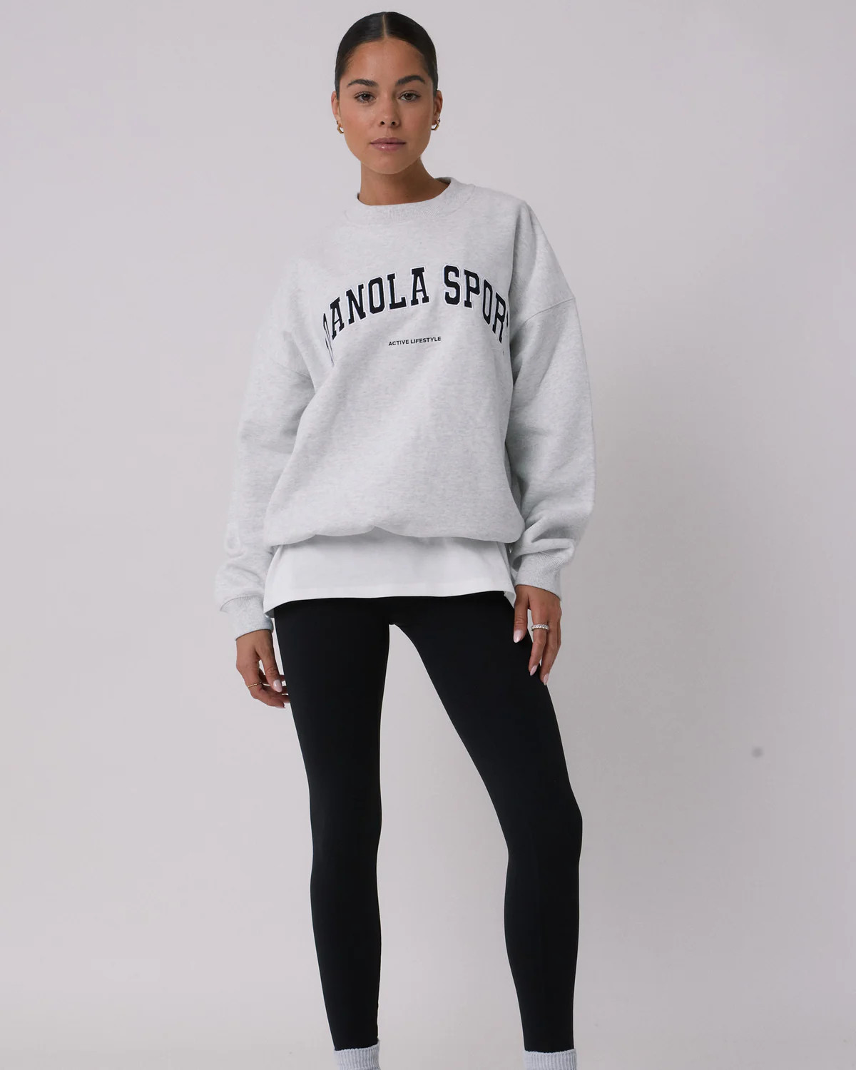AS Oversized Sweatshirt - Light Grey Melange | Adanola UK