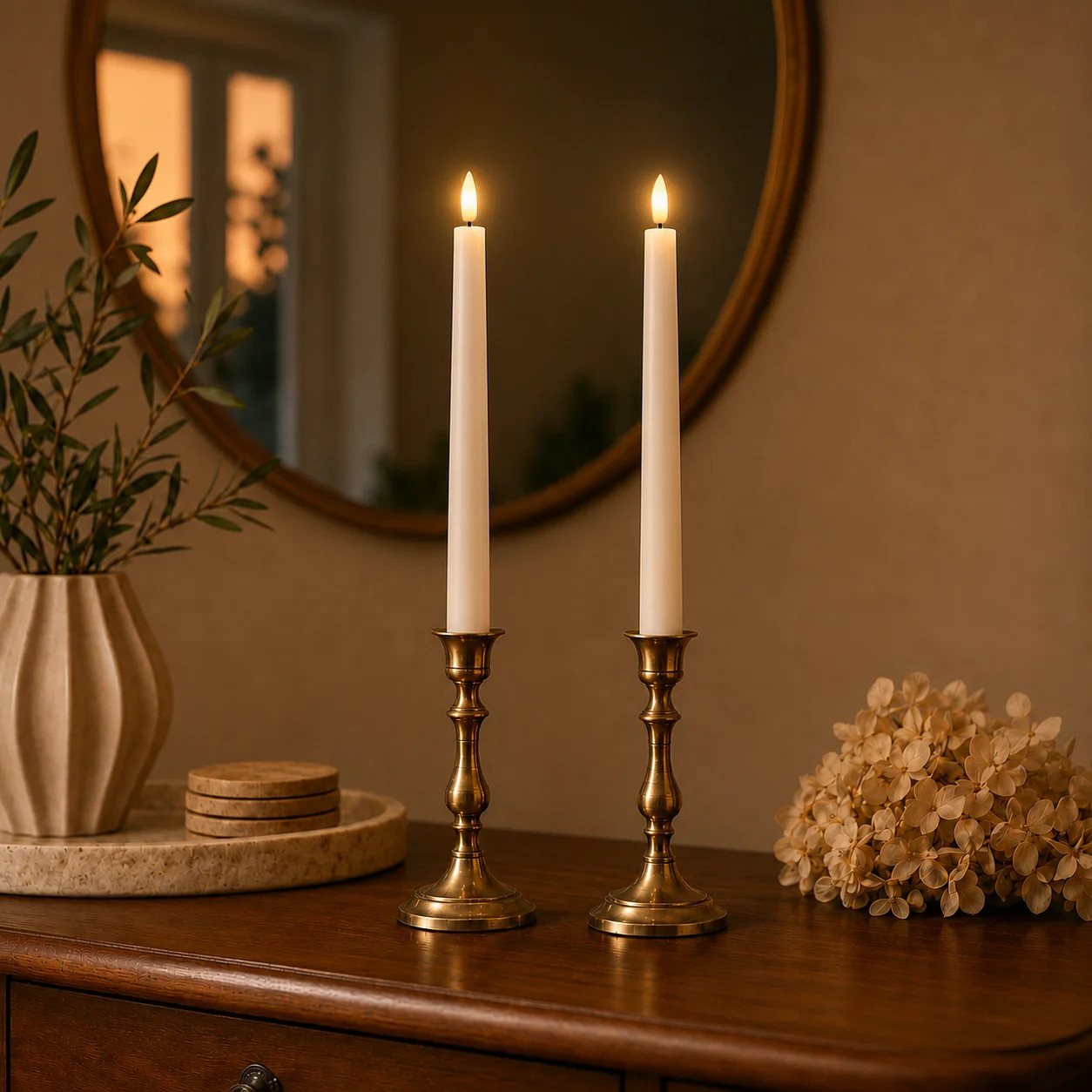 2-Pack Smart Touch Flameless Taper Candles, Ivory Real Wax (0.79"x9.65") LED Candles with 3D Wick, Battery Operated Warm Window Lights for Christmas, | Wayfair North America