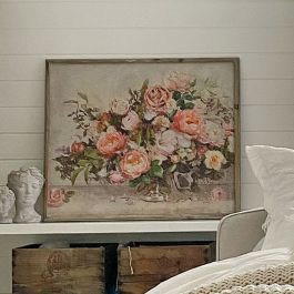 Framed Antique Style Floral Bouquet Art | Antique Farm House