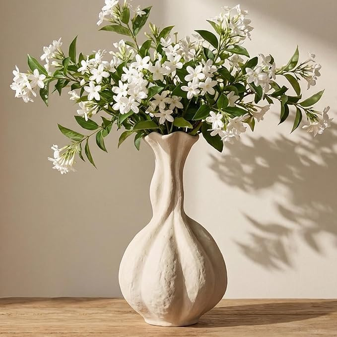 DOWAN Ceramic Flower Vase, 10" Decorative Pampas Vase for Home Decor, Modern Farmhouse Pottery Va... | Amazon (US)