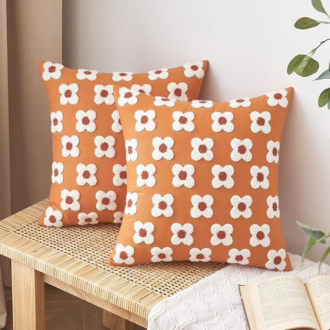 EMEMA Decorative Throw Pillow Covers Sun Flower Jacquard Pillowcase Cushion Case Squarefor Couch ... | Amazon (US)