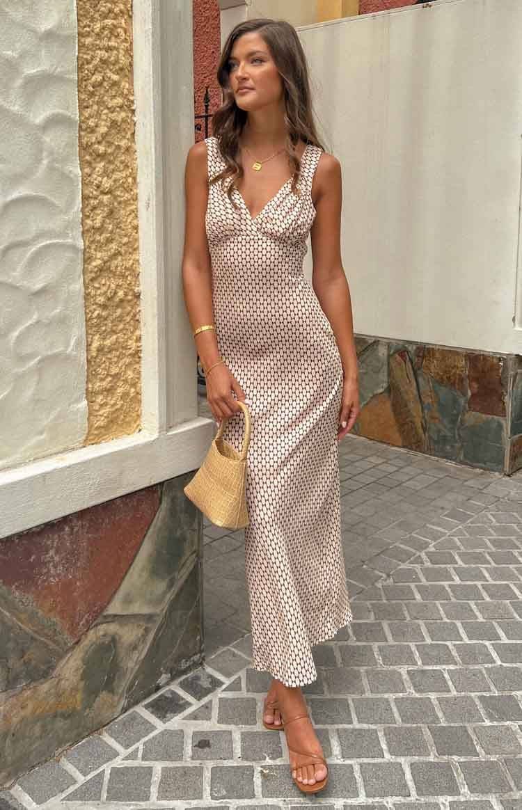 Verlaine Beige Maxi Dress | Beginning Boutique (US)