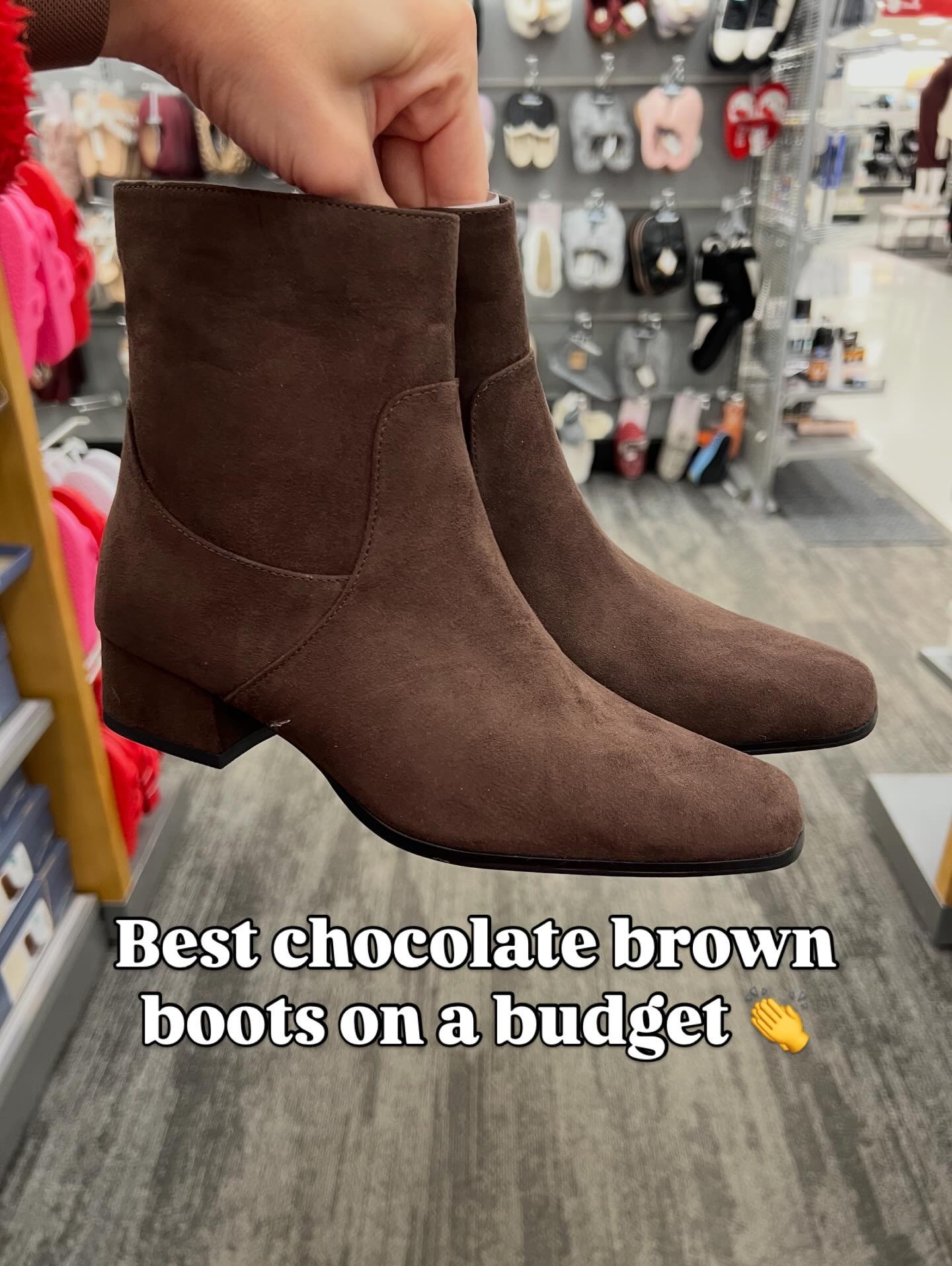 Target chocolate faux suede boots, these are beautiful and so versatile! I’ll link a similar pair by Steve Madden for comparison. 

#LTKFindsUnder50