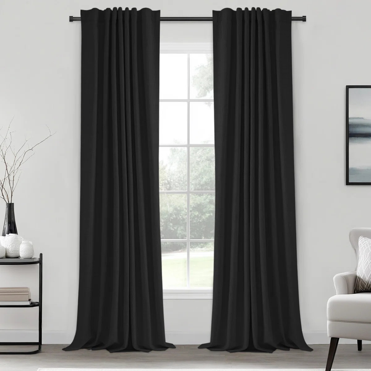 Graciella Thermal Insulated Faux Linen Textured 100% Blackout Curtains for Bedroom Living Room Ba... | Wayfair North America