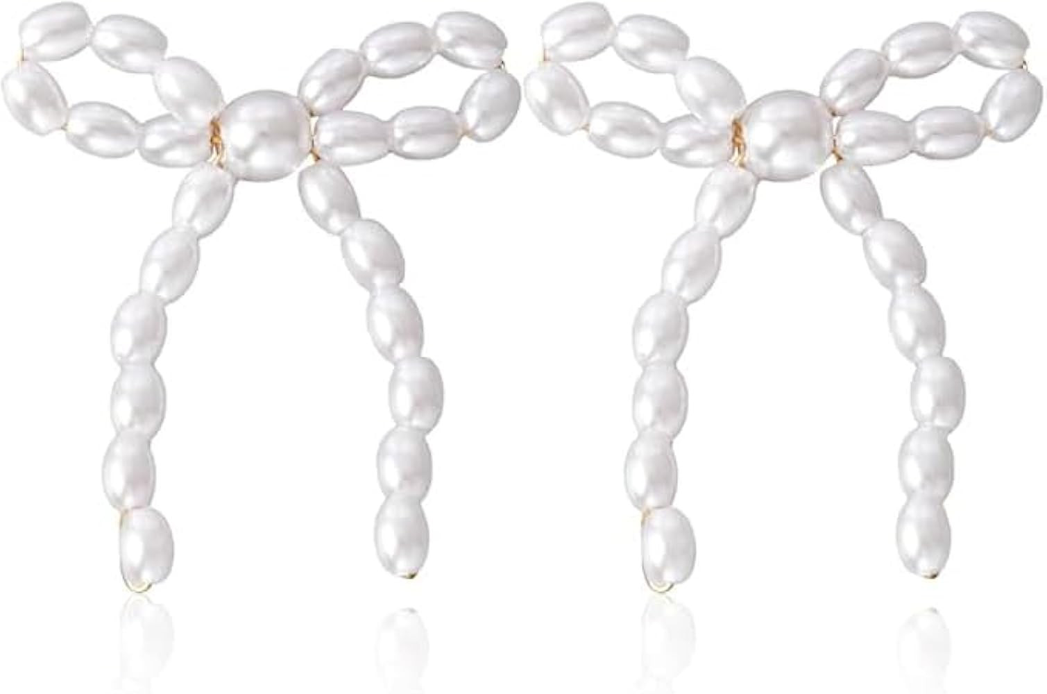 Women's Pearl Bow Earrings/Fashion Pearl Bow Earrings Pearl Pendant Earrings Wedding Party Valent... | Amazon (CA)