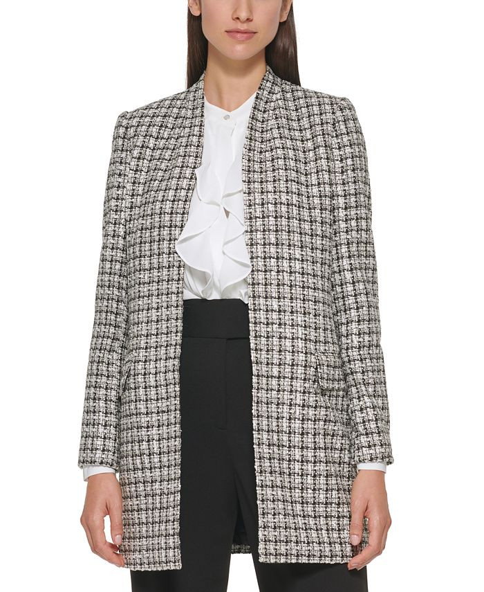 Calvin Klein Petite Open Front Tweed Jacket & Reviews - Wear to Work - Petites - Macy's | Macys (US)