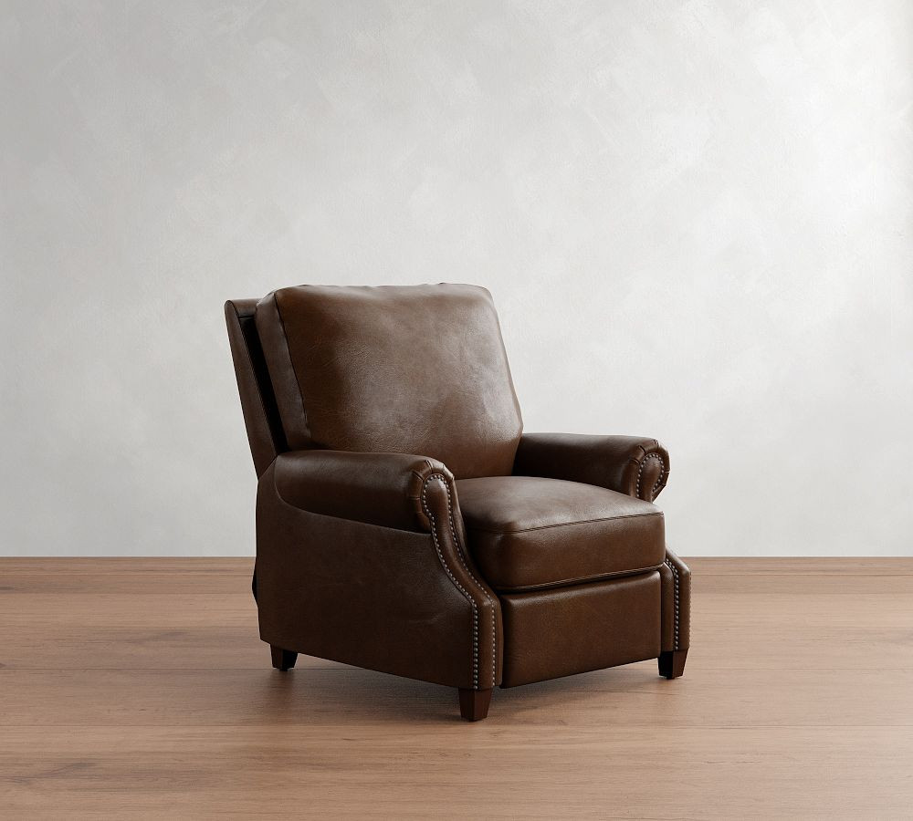 James Roll Arm Leather Manual &amp; Power Recliner | Pottery Barn (US)