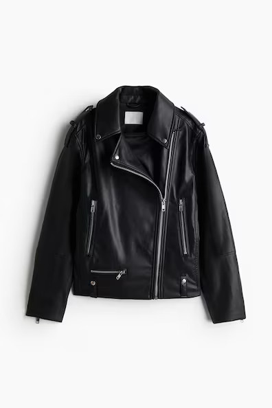H & M - Coated Biker Jacket - Black | H&M (US + CA)