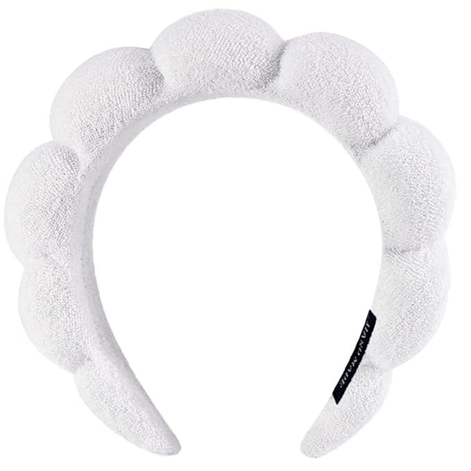 Spa Headbands for Washing Face or Makeup, Sponge Bubble Skincare Headbands, Puffy Terry Cloth Hai... | Amazon (US)