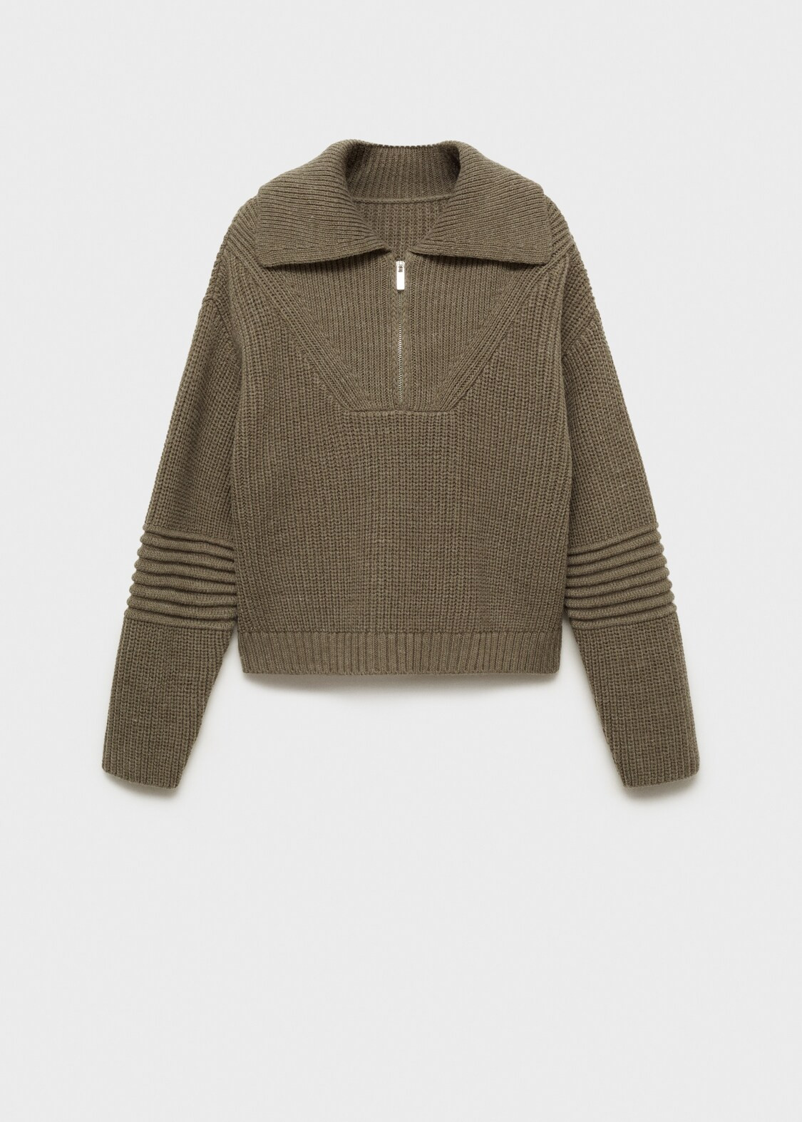 Ribbed sweater with zip collar - Women | MANGO United Kingdom | MANGO (UK)
