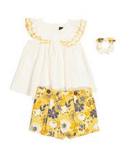 Toddler Girls 2pc Floral Short Set With Scrunchie | Marshalls
