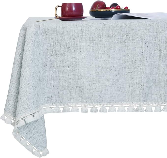 Deconovo Grey Square Tablecloth Linen Look Water Resistant Tassel Table Cloth for Picnic Tables 5... | Amazon (US)