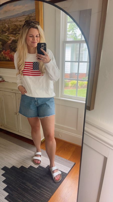 Cute Memorial Day outfit, summer outfit, 4th of July outfit! I love this sweater - add to your pick up order! 

#LTKSeasonal #LTKSaleAlert #LTKFindsUnder50