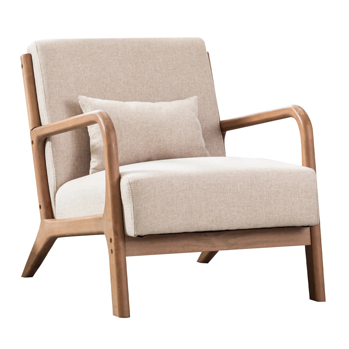 Hertford 26" Wide Mid Century Upholstered Solid Wood Accent Chair with an Extra Pillow | Wayfair North America