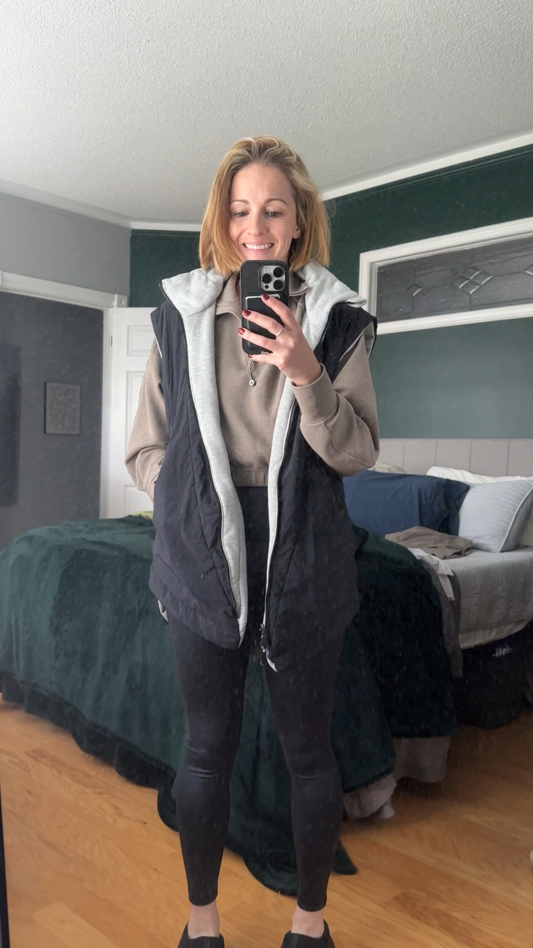 Cooler weather mean extra layers. 

Vest - FP movement XS
Sweater - Lululemon XS/S
Pants - CRZ Yoga XS
Shoes - Sorel 

#LTKfall #LTKstyletip