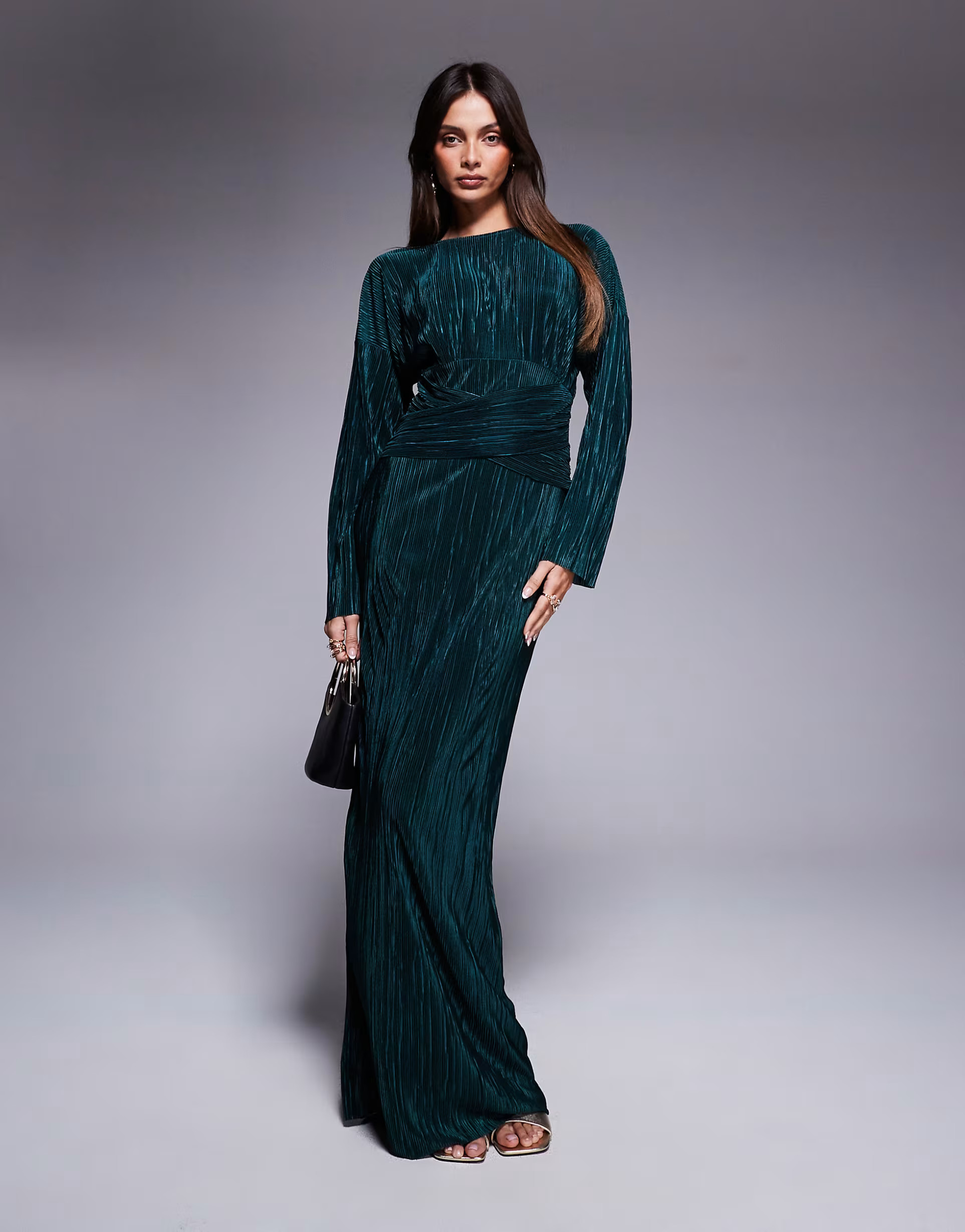 ASOS DESIGN plisse maxi dress in emerald | ASOS (Global)