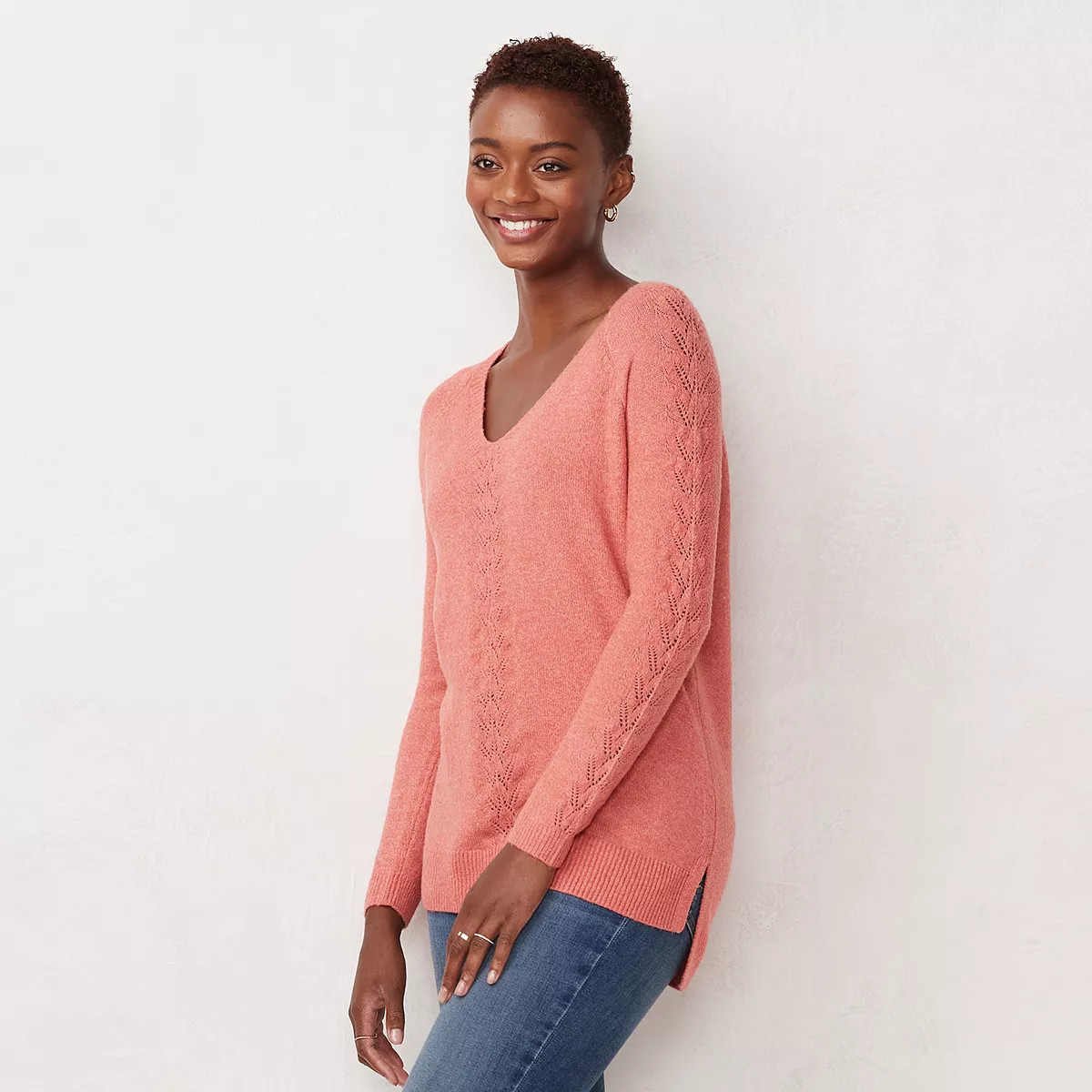 Women's LC Lauren Conrad Long Sleeve Pointelle Tunic | Kohl's