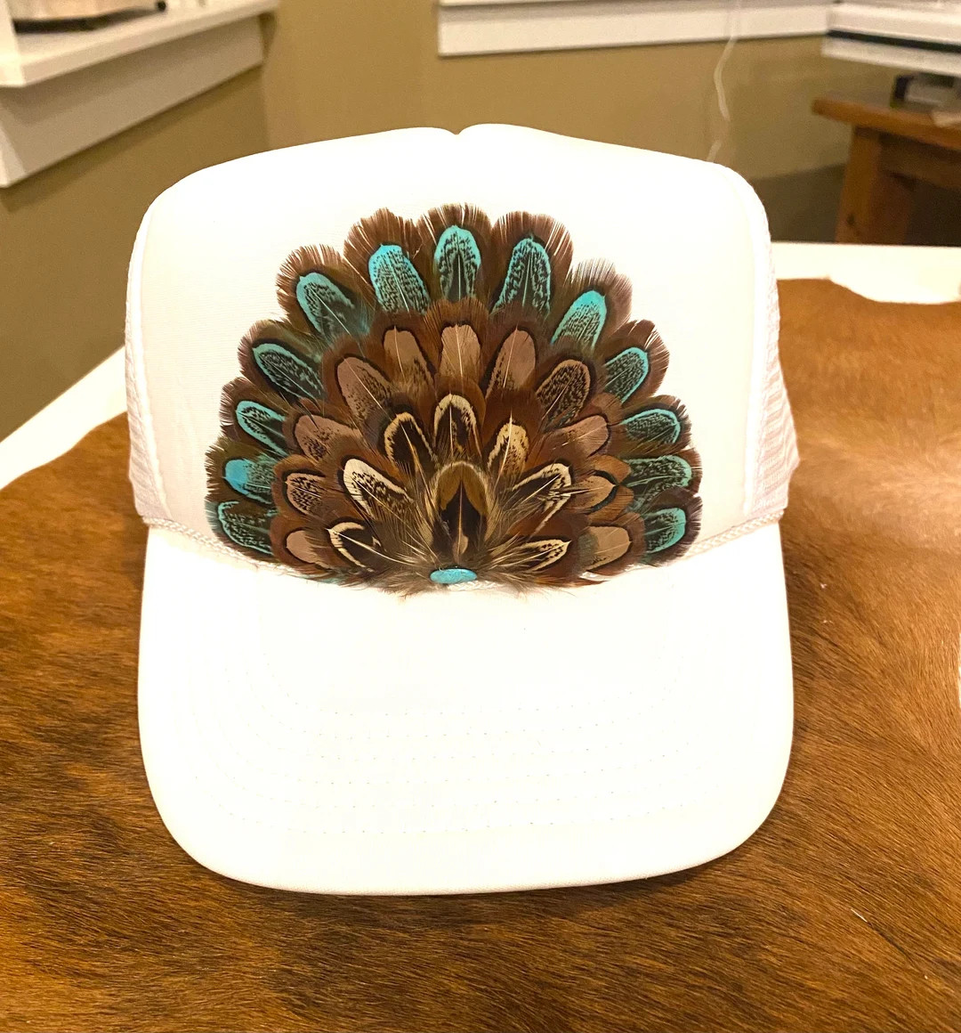 Feather Trucker Hat in WHITE | Etsy (US)
