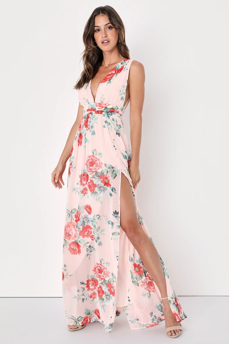 Garden Meandering Blush Floral Print Maxi Dress | Lulus