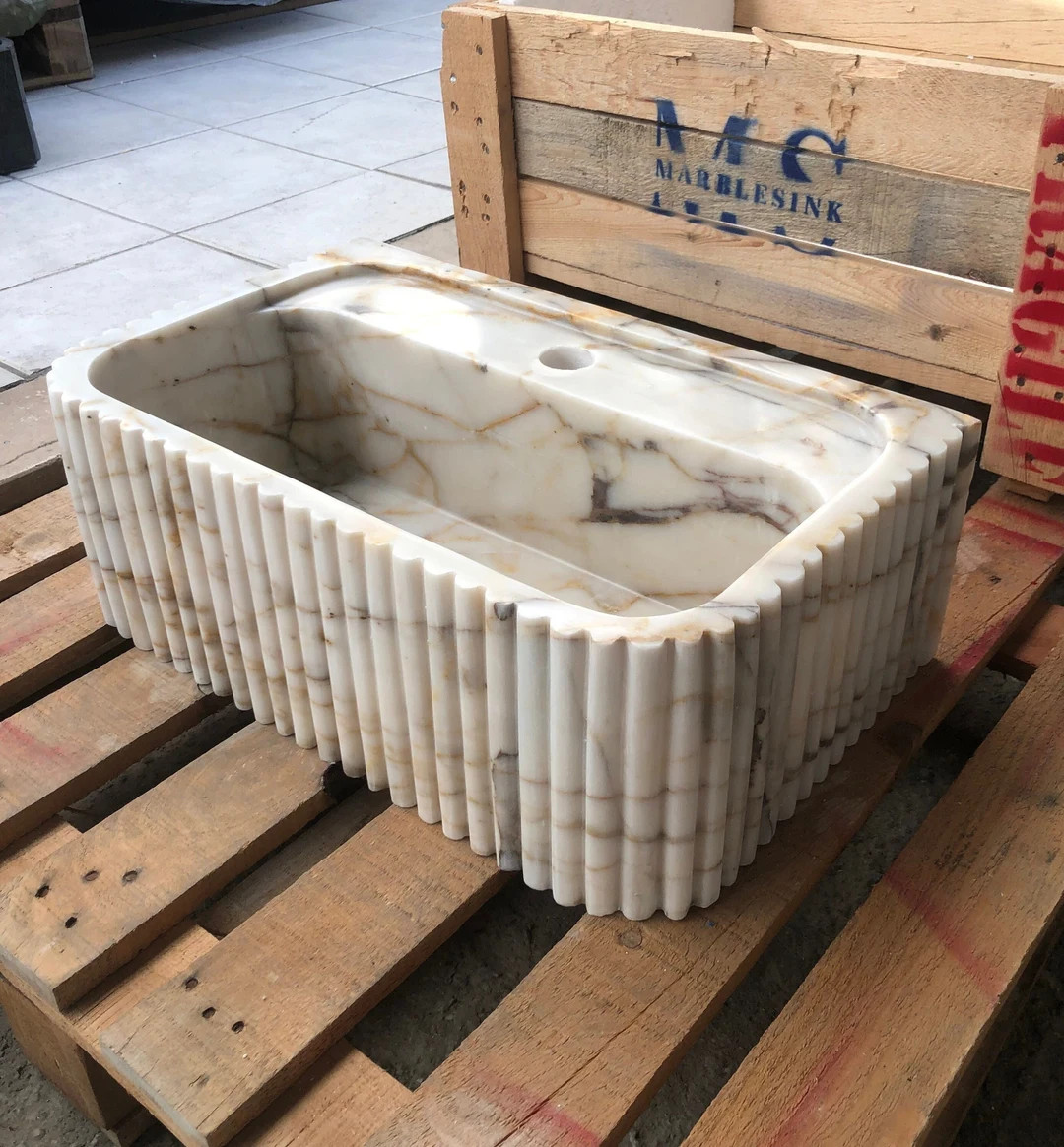 Elegant Bathroom Sink Wall Mount Marble Sink Marble Bathroom Sink Powder Room Sink Top Natural St... | Etsy (US)