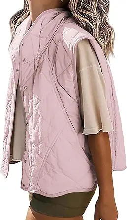 Veatzaer Womens Puffer Vest Cropped Quilted Stand Collar Lightweight Jacket Sleeveless Button Dow... | Amazon (US)
